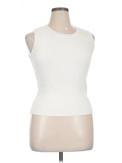 Pre-owned H By Halston Sleeveless Top Ivory High Neck Tops