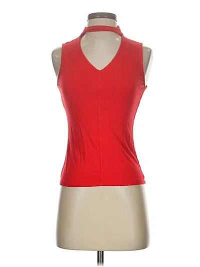Pre-owned H By Halston Sleeveless Top Red V-neck Tops