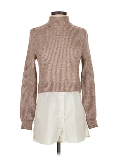 Pre-owned H By Halston Turtleneck Sweater In Brown
