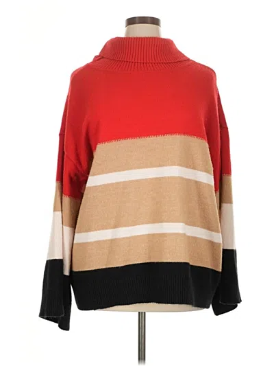 Pre-owned H By Halston Turtleneck Sweater In Red