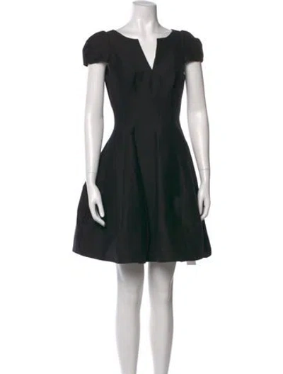 Pre-owned H By Halston V-neck Mini Dress In Black