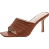 H Halston Luanda Womens Leather Square Toe Slide Sandals In Brown