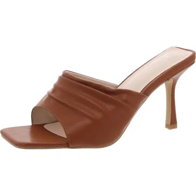 H Halston Luanda Womens Leather Square Toe Slide Sandals In Brown