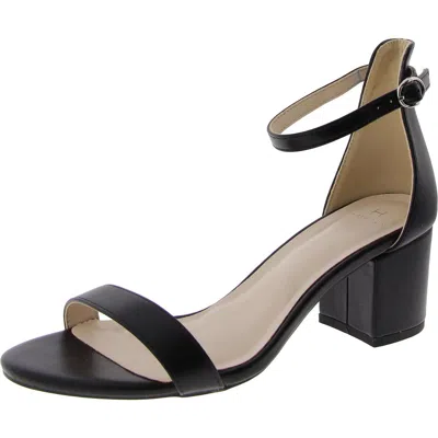 H Halston Practical Womens Vegan Leather Cushioned Footbed Ankle Strap In Black