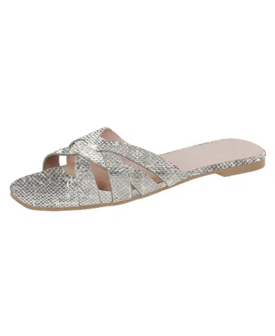 H Halston Textured Snake Sandal In Silver