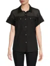 H Halston Women's Cotton Blend Cargo Shirt In Black