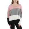 H Halston Womens Colorblock Knit Pullover Sweater In Multi