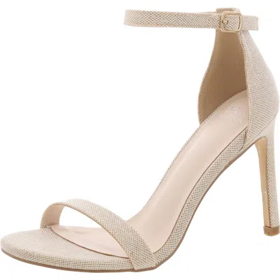 H Halston Womens Glitter Vegan Leather Ankle Strap In Gold