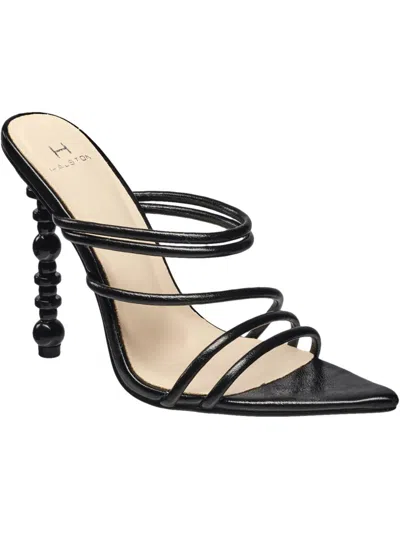 H Halston Womens Vegan Leather Pointed Toe Heels In Black