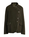H+ Hannoh Wessel Woman Coat Military Green Size 8 Virgin Wool, Cashmere In Green