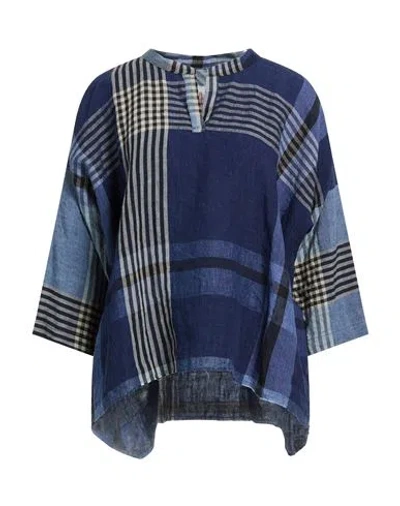 H+ Hannoh Wessel Woman Top Navy Size 10 Linen In Blue