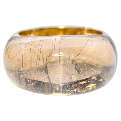 Pre-owned H. Stern H Stern 18k Yellow Gold And Carved Rutilated Quartz Dome Ring