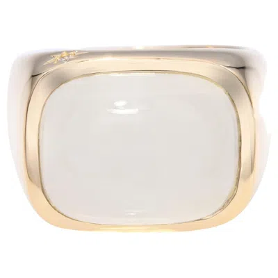 Pre-owned H. Stern H Stern 18k Yellow Gold White Jadeite Dome Ring