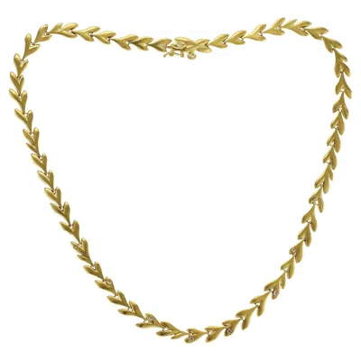 Pre-owned H. Stern Auth H Stern 18k Yellow Gold With Rose Cut Diamonds Leaf Necklace Size 16"