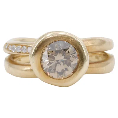 Pre-owned H. Stern Bezel Set Cognac Brown 1.55 Carat Diamond Ring In 18 Karat Yellow Gold