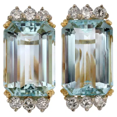 Pre-owned H. Stern Blue Aquamarine Diamond Yellow Gold Earrings