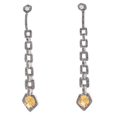 Pre-owned H. Stern Citrine And White Diamond Dangle Earrings In 18kyg