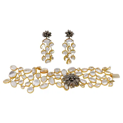 Pre-owned H. Stern Estate  Crystal And White Diamond Bracelet And Earring Set In 18k