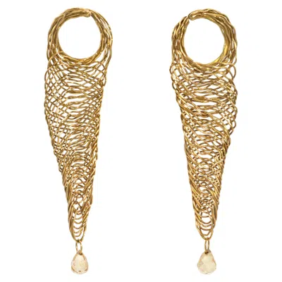Pre-owned H. Stern Faceted Briolette Citrine And 18k Gold Earrings In Multi