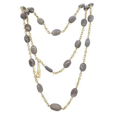 Pre-owned H. Stern Gray Bead And White Diamond 18k Yellow Gold Multi Layer Necklace