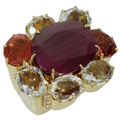Pre-owned H. Stern Harmony Diane Von Furstenberg Diamond Gemstone Yellow Gold Ring
