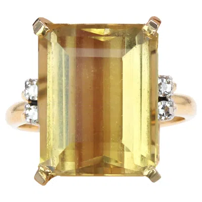 Pre-owned H. Stern Stern 1960s 7 Carats Citrine Diamonds 18 Karat Yellow Gold Cocktail Ring