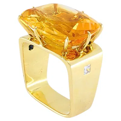 Pre-owned H. Stern Sunrise 18k Gold Citrine Diamond Cocktail Ring In Multiple