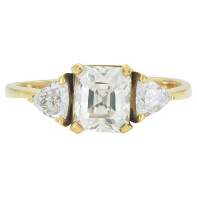 Pre-owned H. Stern Vintage 1950s  1.30 Carat Emerald Cut Diamond Engagement Ring In Green