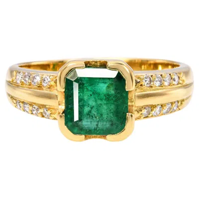 Pre-owned H. Stern Vintage H Stern 18k Yellow Gold Emerald And Diamond Ring