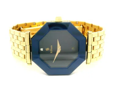 Pre-owned H. Stern Vintage  18k Yellow Gold Faceted Dark Blue Octagon Safira Watch Bracelet