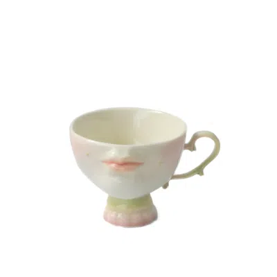 H2 Studio Green / Pink / Purple The Kissing Cup Theatre Porcelain Art Cup Spring Floral