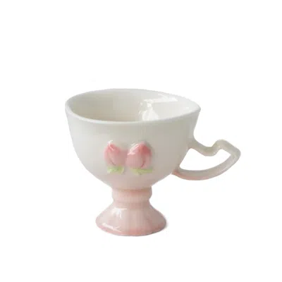H2 Studio Pink / Purple Peach It Double Sided Peach Porcelain Tea Cup