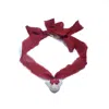 H2 Studio Women's Angry Puss Ruby Red Silk Necklace Bowtie