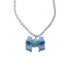 H2 Studio Women's Blue Bow Tie Maniac Large Bowtie Detachable Pendant Freshwater Pearl Necklaces Light Turquoi