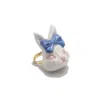 H2 Studio Women's Blue / Purple / Gold Grumpy Bunny Purple Blue Bow Tie 14k Gold Plated Brass Ring In Multi