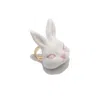 H2 Studio Women's Gold / White Grumpy Bunny Porcelain 14k Gold Plated Brass Ring In Multi