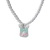 H2 Studio Women's Green Grumpy Bunny Mint Bow Tie Freshwater Pearl Necklace