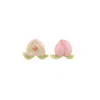 H2 Studio Women's Green / Pink / Yellow Peach It Surreal Non-symmetrical Peach And Leaves Earrings Silver Pier In Multi