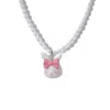 H2 Studio Women's Pink / Red Grumpy Bunny Coral Red Bow Tie Freshwater Pearl Necklace In Multi