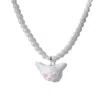 H2 Studio Women's White Angry Puss Porcelain Freshwater Pearl Necklace