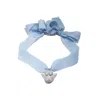 H2 Studio Women's White / Blue Angry Puss Baby Blue Silk Necklace Bowtie Cat