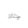 H2 Studio Women's White / Gold Bowtie Maniac Small Ribbon Ceramic Bowtie Gold Plated Brass Ring