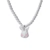 H2 Studio Women's White Grumpy Bunny Porcelain Freshwater Pearl Necklace
