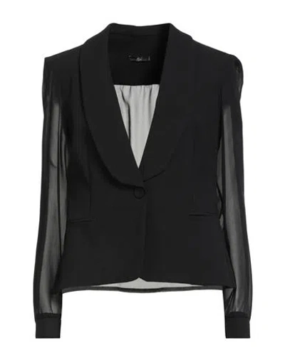 H2o Italia Woman Blazer Black Size 12 Polyester, Elastane
