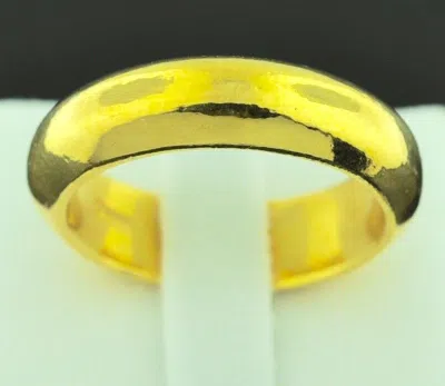 Pre-owned H3jewels Real 24k Solid Yellow Gold Wedding Band Ring 5 Mm Size 4-12 High 7.55 Gr