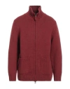 H953 Man Cardigan Brick Red Size 44 Merino Wool