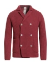 H953 Man Cardigan Brick Size 38 Merino Wool In Red