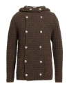 H953 Man Cardigan Brown Size 44 Merino Wool In Brown