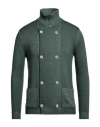 H953 Man Cardigan Green Size 38 Merino Wool