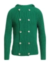 H953 Man Cardigan Green Size 40 Merino Wool In Green